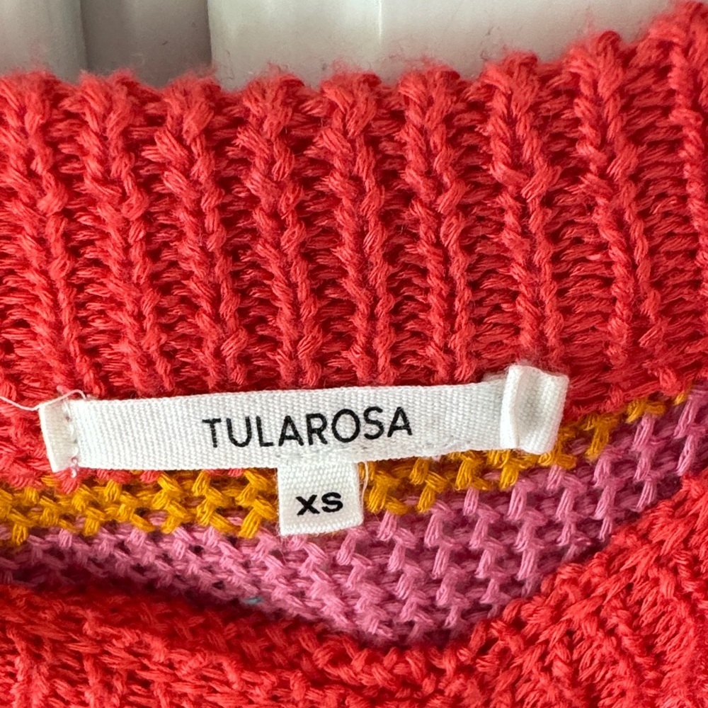 Tularosa Off-the-Shoulder Pink and Orange Sweater - Picture 3 of 3